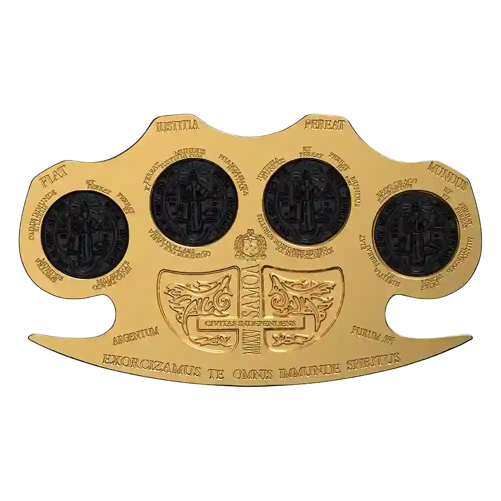 obv 2025 Samoa Holy Knuckles 24K Gilded High Relief Silver Coin