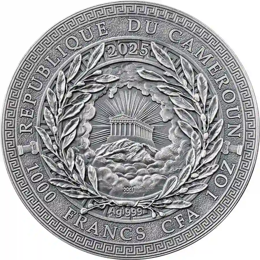 obv 2025 Cameroon 1 oz Moirai 24K Gilded High Relief Silver Coin