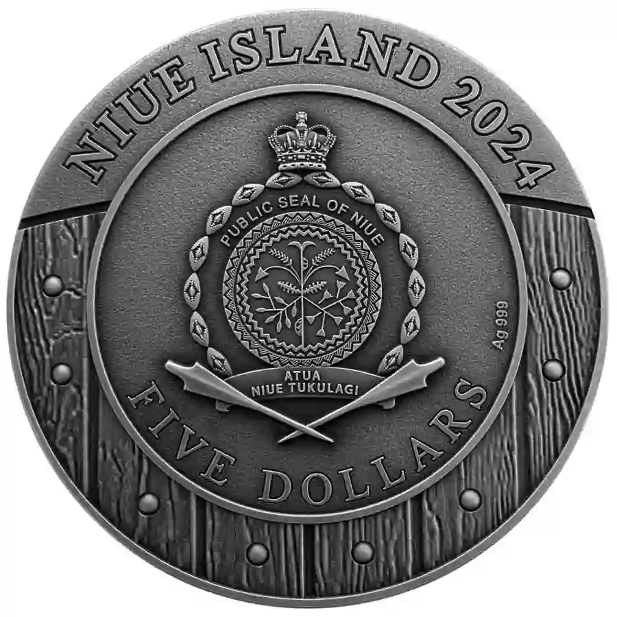 obv 2024 Niue 2 oz Woman Warrior Barbarian Ultra High Relief Silver Coin