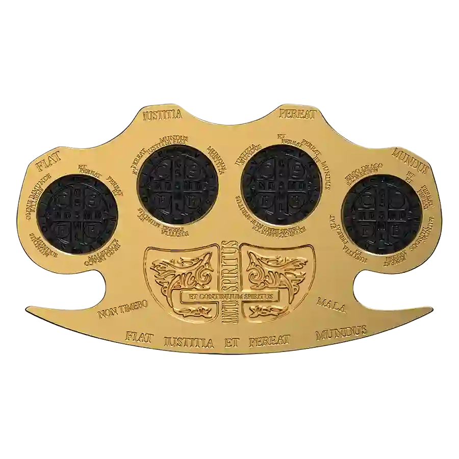 rev 2025 Samoa 2 Ounce Holy Knuckles 24K Gilded High Relief Silver Coin