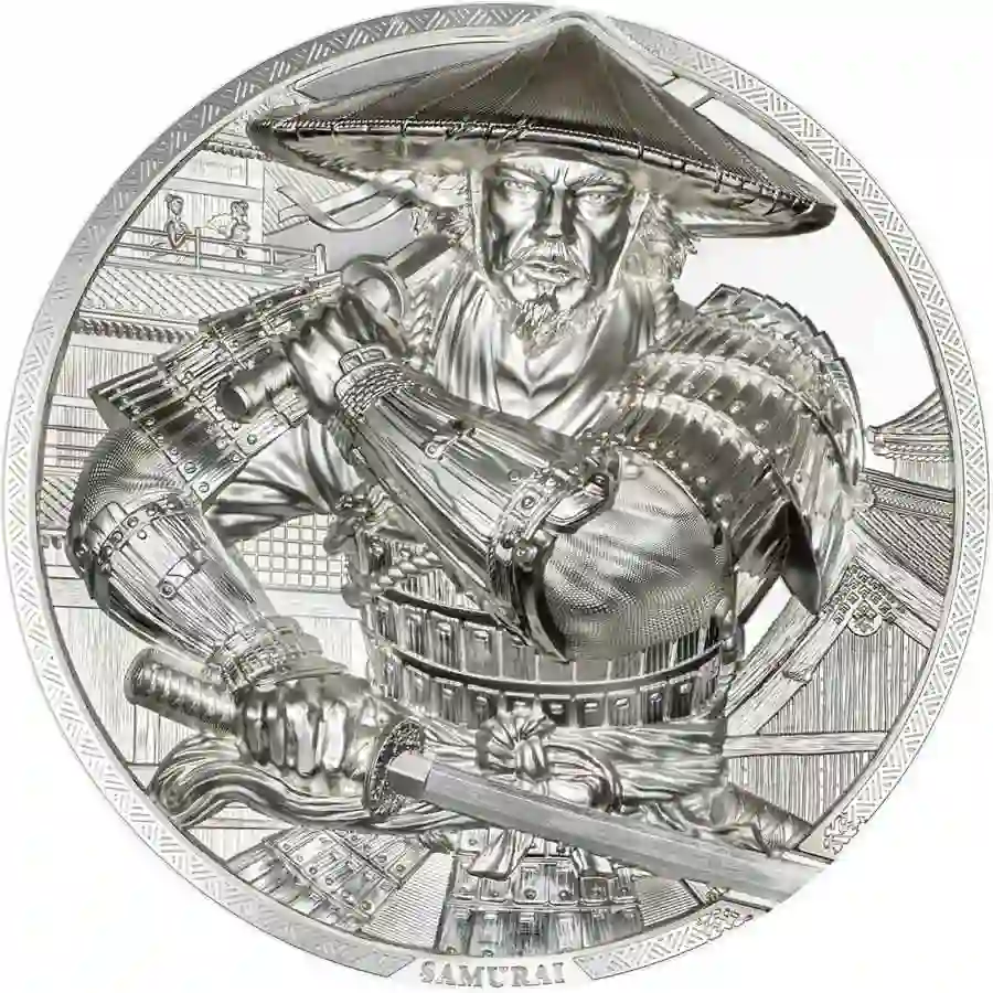 samurai-rev 2025 Cook Islands 5 Ounce Samurai Ultra High Relief Silver Proof Coin