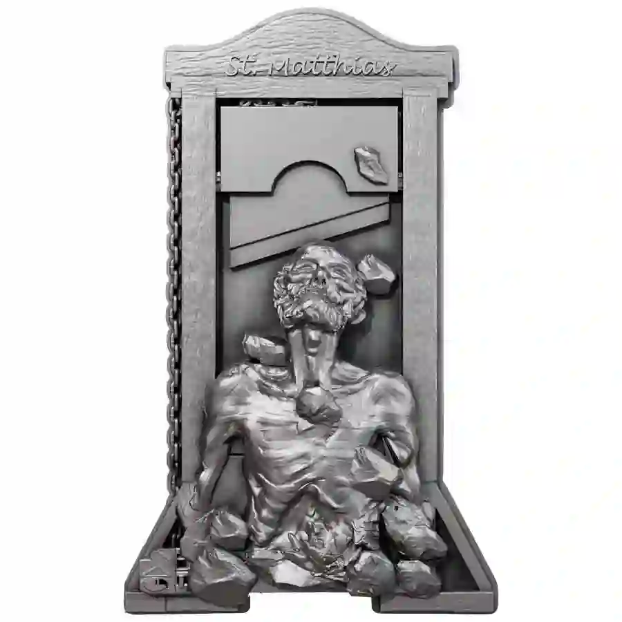 antique-rev 2025 Cameroon 2 Ounce St. Matthias 12 Apostles Antique Finish Silver Coin