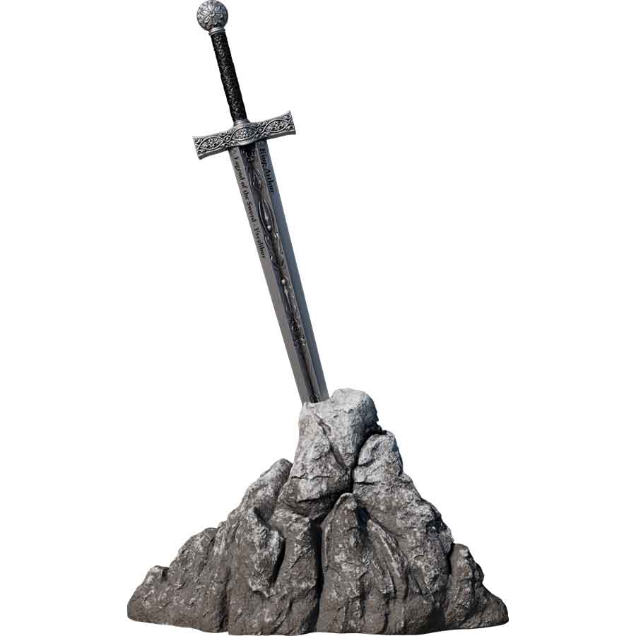 antique-rev-stand Excalibur Sword Silver Coin with Decorative Stand