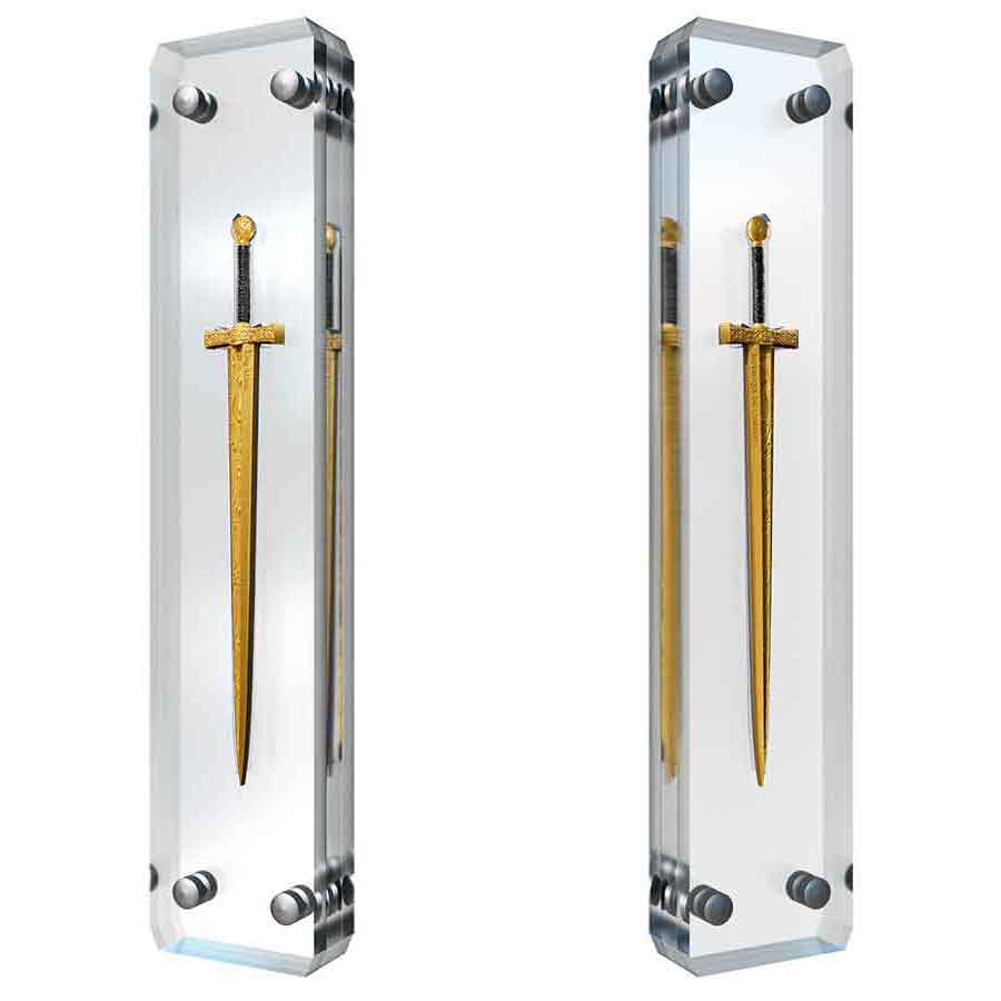 gilded-case 2025 Cameroon Excalibur Sword UV Color 24K Gilded Silver Coin