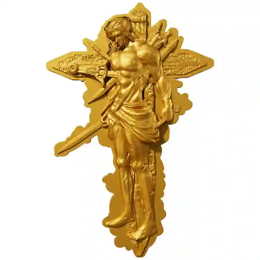 gilded-rev 2025 Cameroon 2 Ounce St. Thomas 12 Apostles 24K Gilded Silver Coin