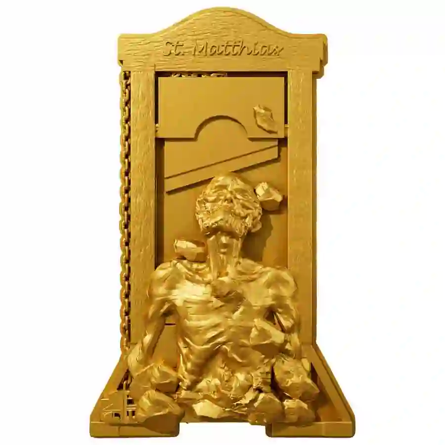 gold-rev 2025 Cameroon 2 Ounce St. Matthias 12 Apostles 24K Gilded Silver Coin