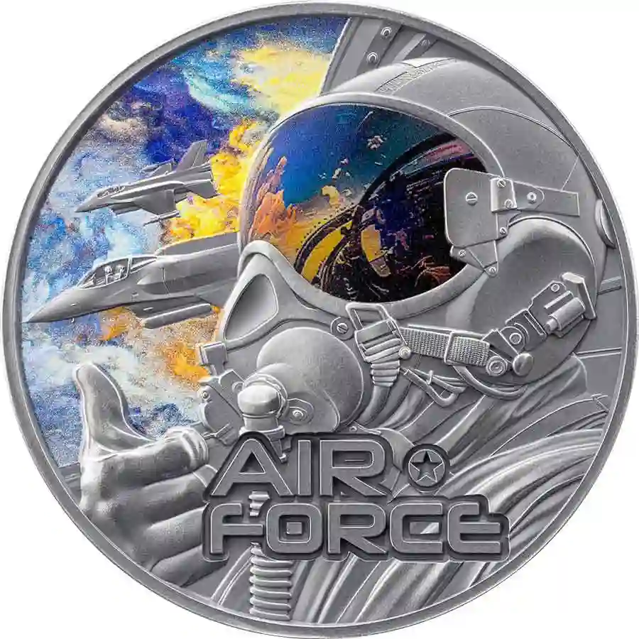 air-force-rev 2025 Camerooon 2 Ounce Guardians of Freedom Air Force Silver Coin