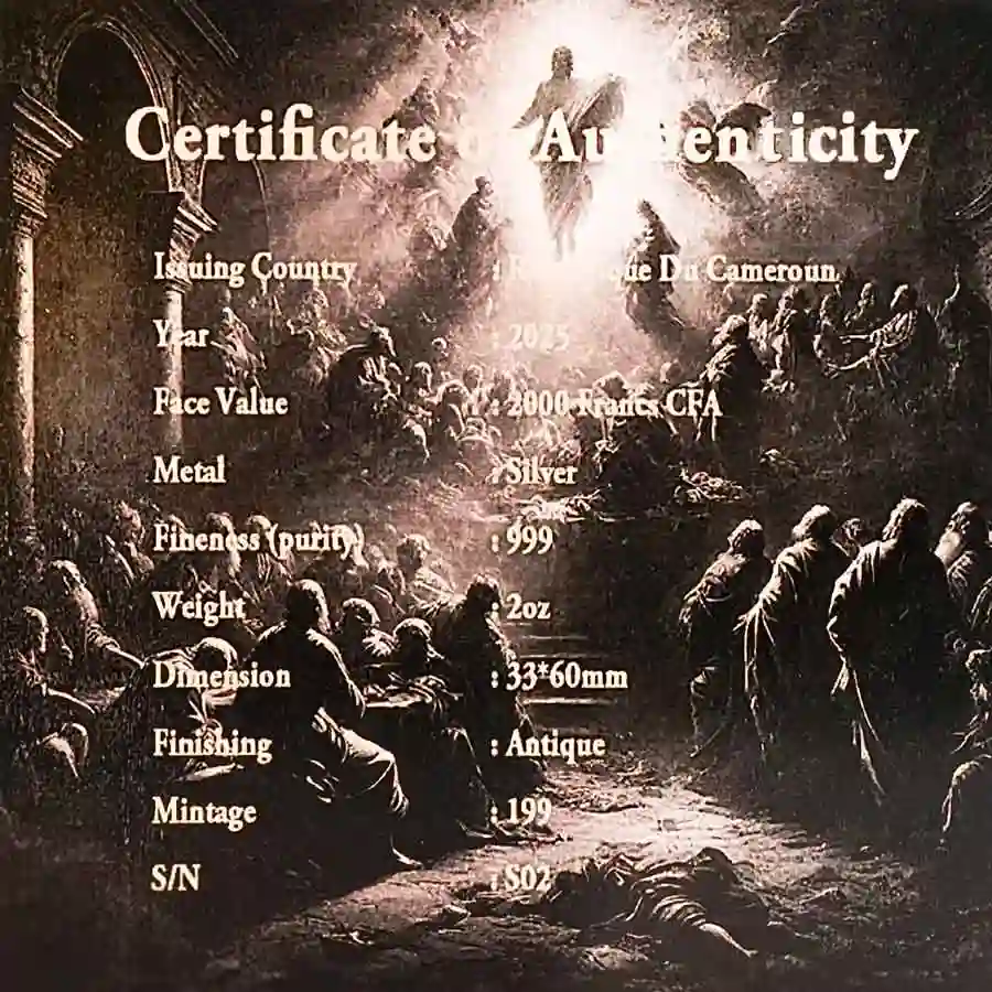 cert-antique 2025 Cameroon 12 Apostles St. Matthew Silver Coin