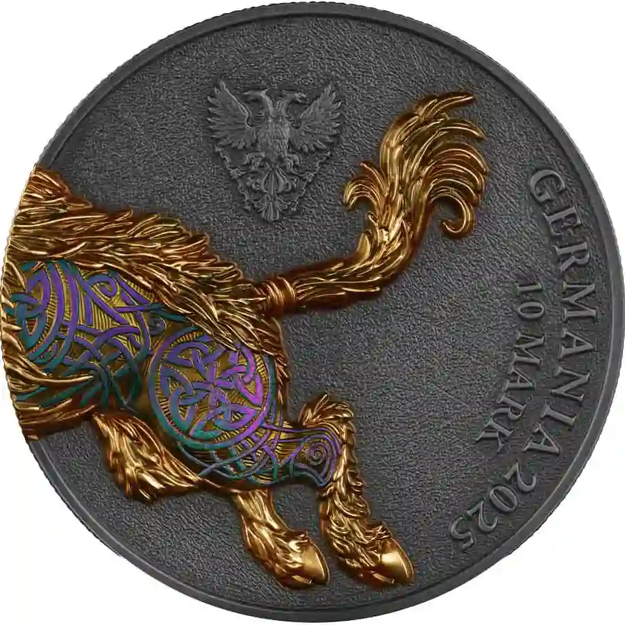 cham-obv 2025 Germania Beasts Chameleon UHR Gullinbursti Silver Round