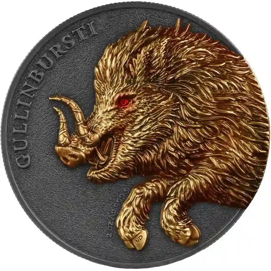 cham-rev 2025 Germania 2 Ounce Mythical Beasts Chameleon Gullinbursti Silver Round