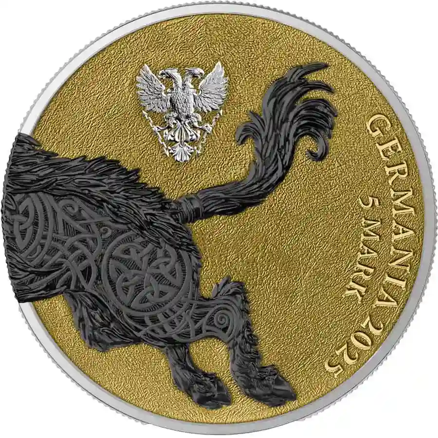 gem-obv-a 2025 Germania 1 Ounce Mythical Beasts Gullinbursti Geminus Silver Round