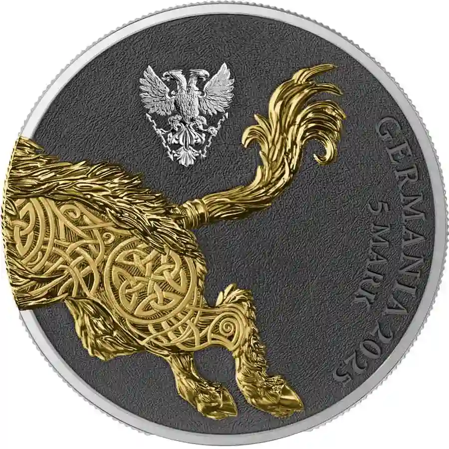 gem-obv-b 2025 Germania Beasts Gullinbursti Geminus Silver Round