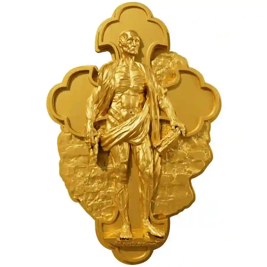 gilded-rev 2025 Cameroon 2 Ounce St. Bartholomew 12 Apostles 24K Gilded Silver Coin