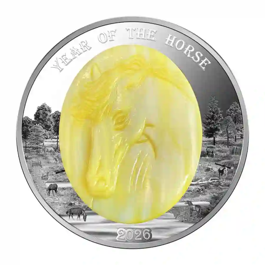 horse-silver-rev 2026 Year of the Horse Mother of Pearl Silver Proof Coin