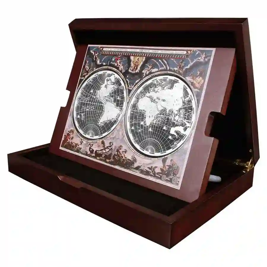 mapping-box-iso 2025 Solomon Islands 2 X 5 Ounce 17th Century Mapping History Silver Coins