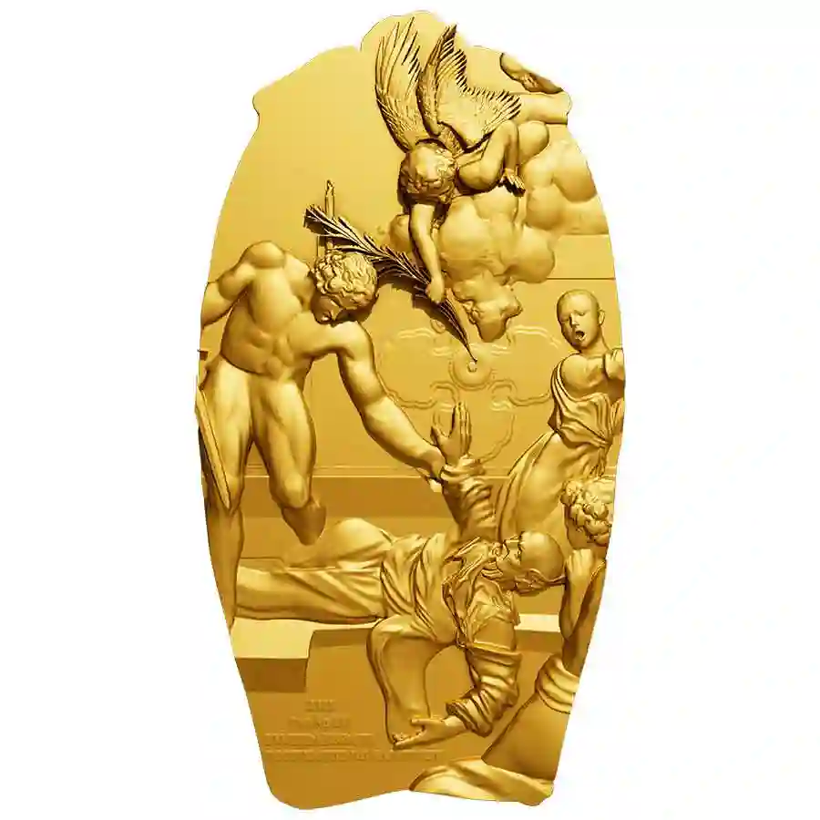 obv-gold 2025 Cameroon 2 oz St. Matthew 12 Apostles 24K Gilded Silver Coin