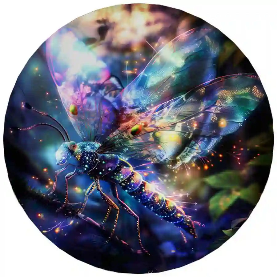 rev 2025 Cameroon 1 Ounce Dragonfly in Fairyland Colored Silver Coin