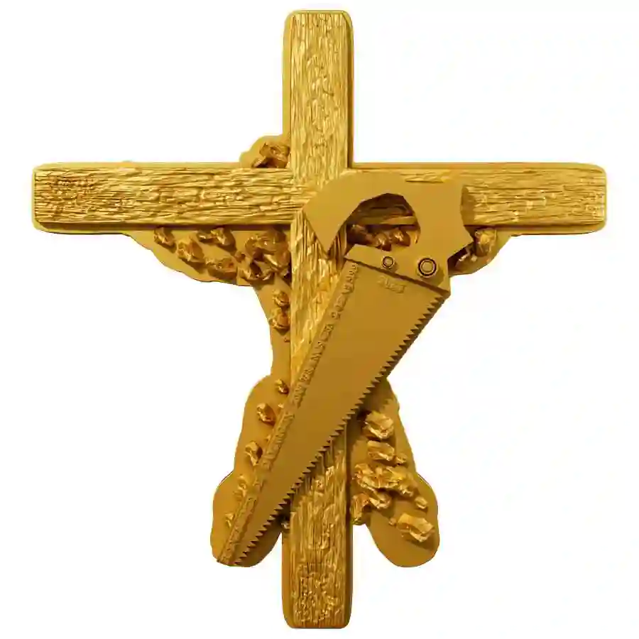 gilded-obv 2025 Cameroon 2 ozSt. James 12 Apostles 24K Gilded Silver Coin