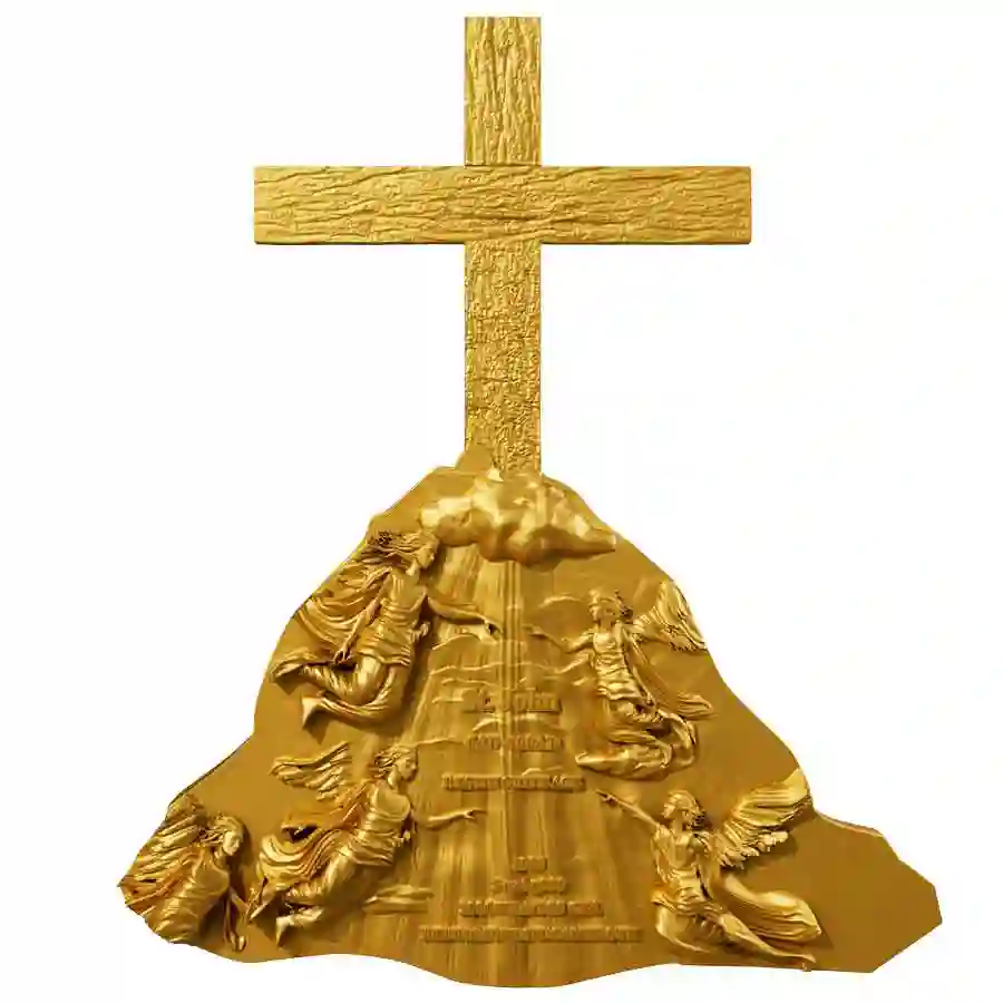 gilded-obv 2025 Cameroon 2 oz St. John 12 Apostles HR 24K Gilded Silver Coin