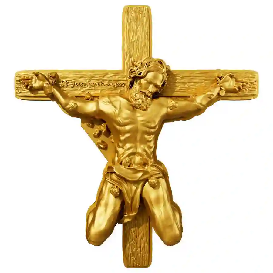 gilded-rev 2025 Cameroon 2 Ounce St. James the Less 12 Apostles 24K Gilded Silver Coin