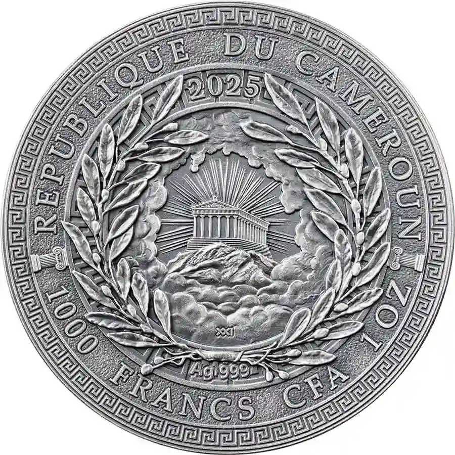icarus-obv 2025 Cameroon 1 oz Icarus 24K Gilded High Relief Silver Coin