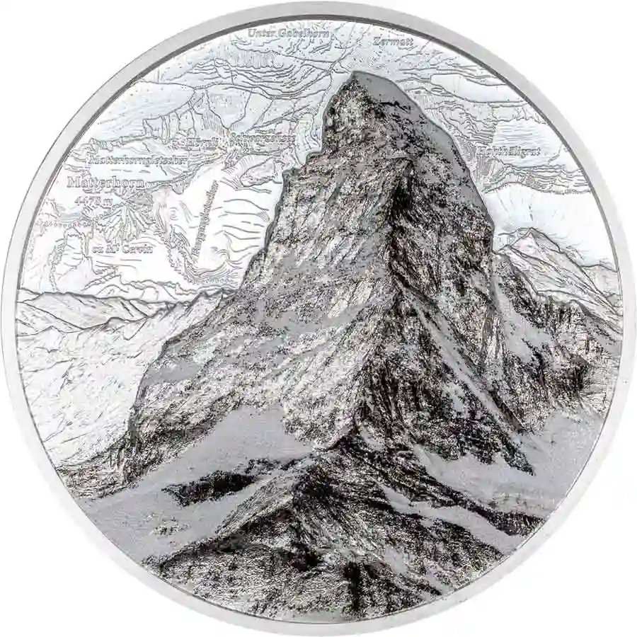 matterhorn-rev 2025 Switzerland 1 Ounce Matterhorn Ultra High Relief Silver Proof Coin