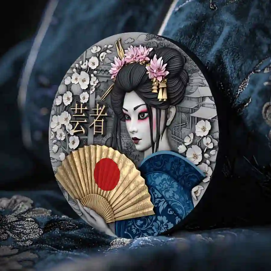 mood 2025 Geisha UV Colored 24K Gilded HR Silver Coin