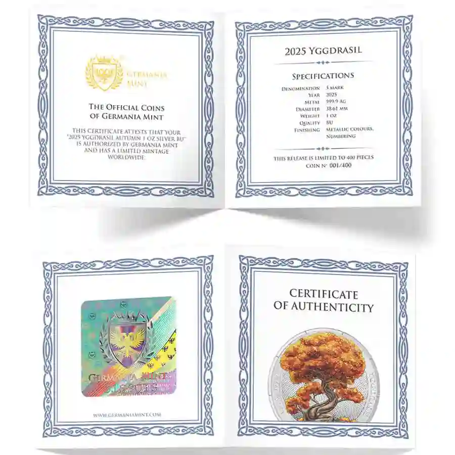 autumn-cert 2025 Germania Mint Mythical Forest Yggdrasil Autumn Silver Round