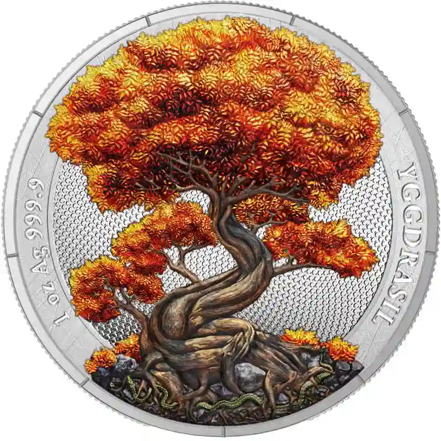 autumn-rev 2025 Germania 1 Ounce Mythical Forest Yggdrasil Autumn Silver Round