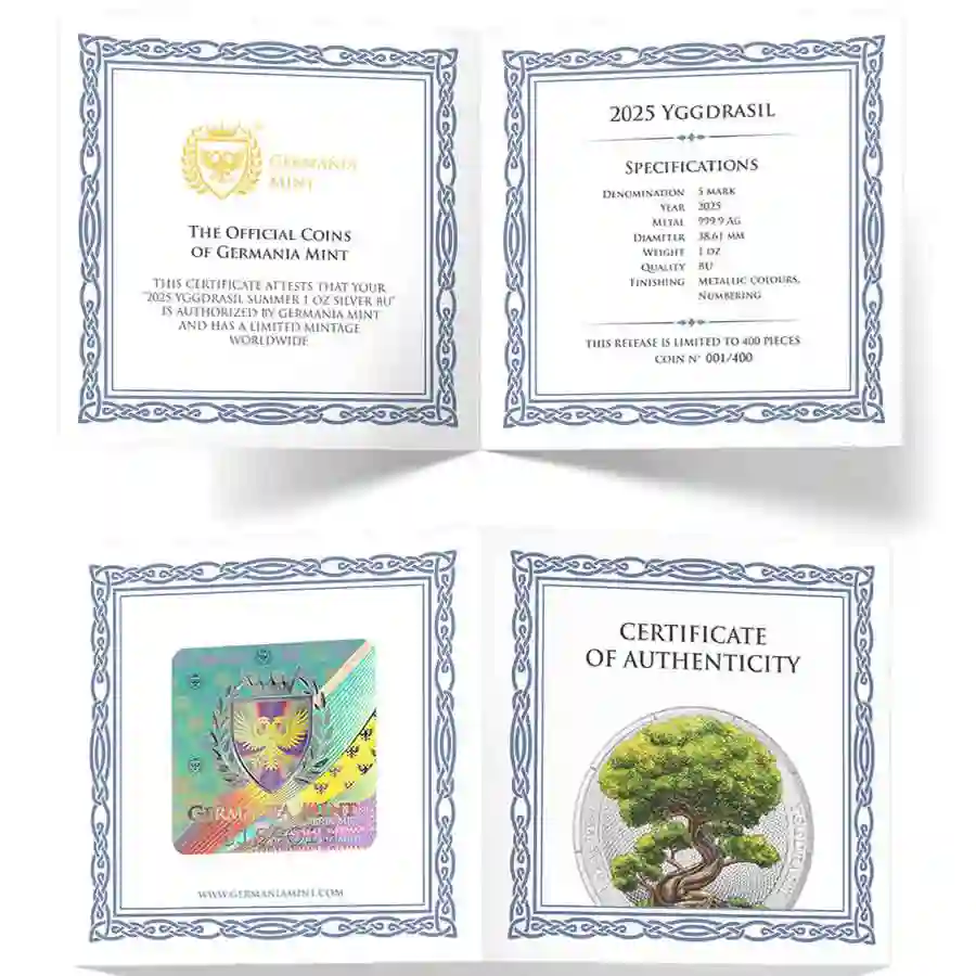 summer-cert 2025 Mythical Forest 1 oz Yggdrasil Summer Silver Round