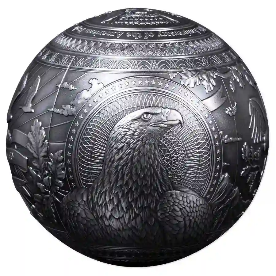 spherical-eagle-1 2026 Barbados 1 Kilogram 40th Anniversary American Eagle Spherical Silver Coin