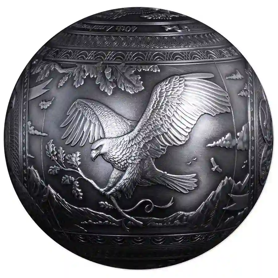 spherical-eagle-2 2026 Barbados 1 Kilo 40th Anniversary American Eagle Spherical Silver Coin