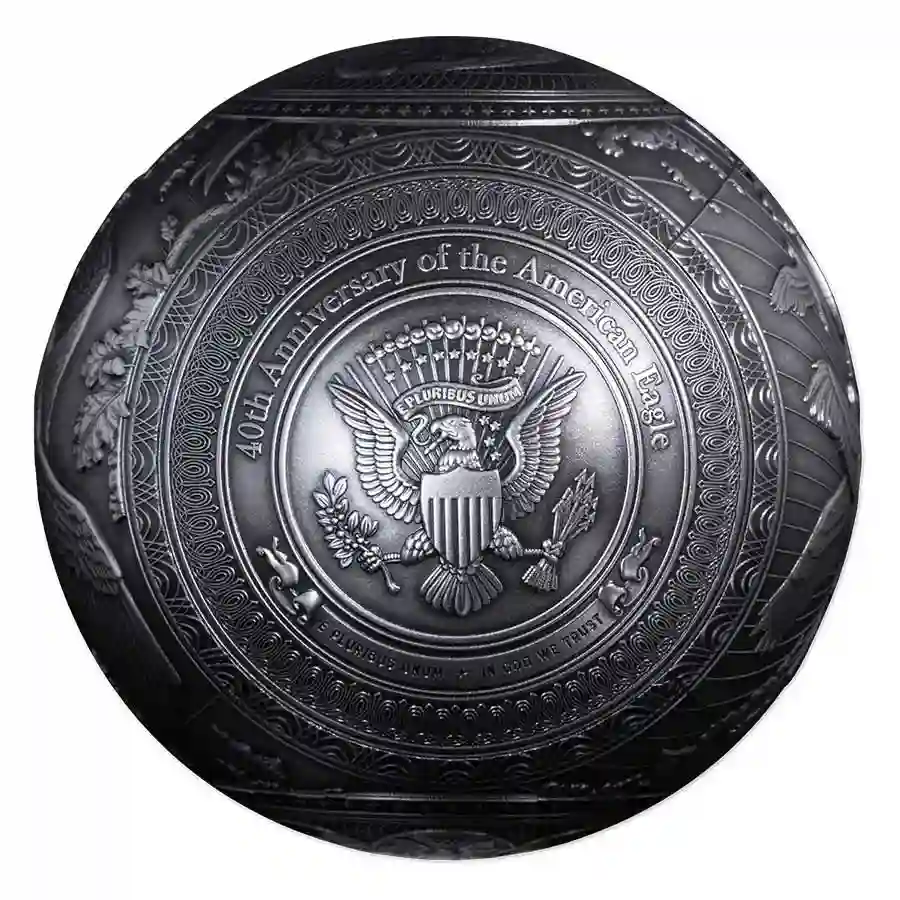 spherical-eagle-obv 2026 Barbados 40th Anniversary American Eagle Spherical Silver Coin