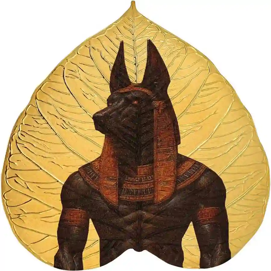 anubis-rev 2025 Niue 1 Ounce Leaves of the Nile Anubis 24K Gilded Silver Coin