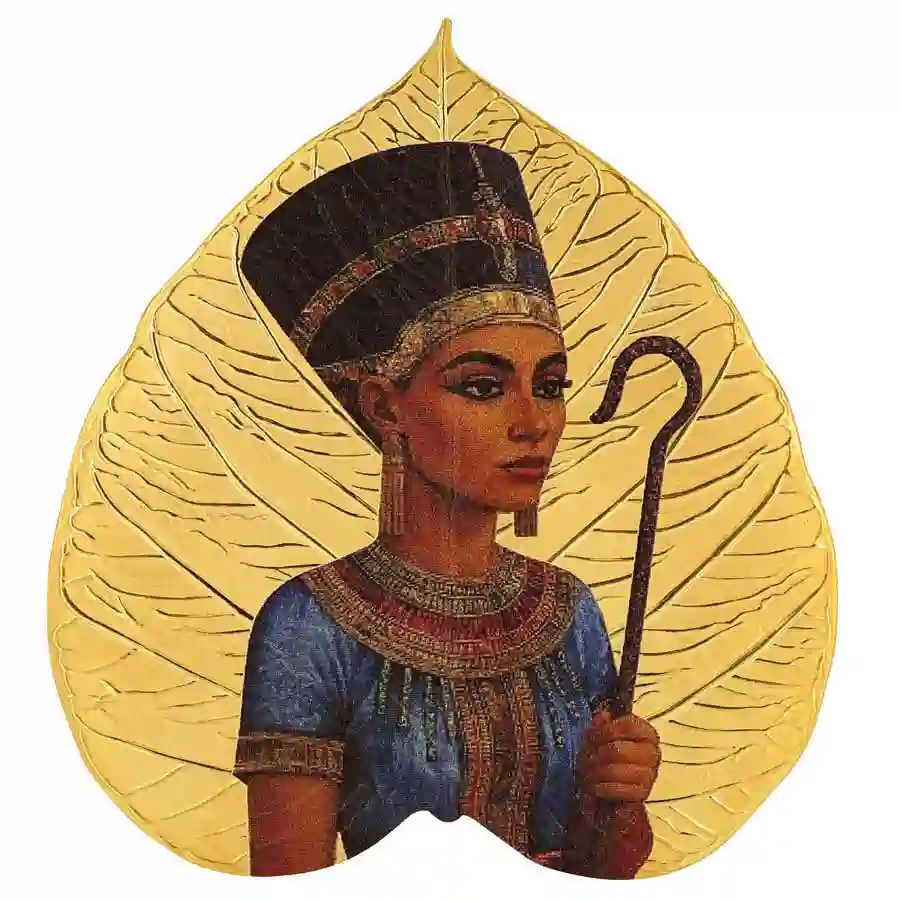 nefertiti-rev 2025 Niue 1 Ounce Leaves of the Nile Nefertiti 24K Gilded Silver Coin