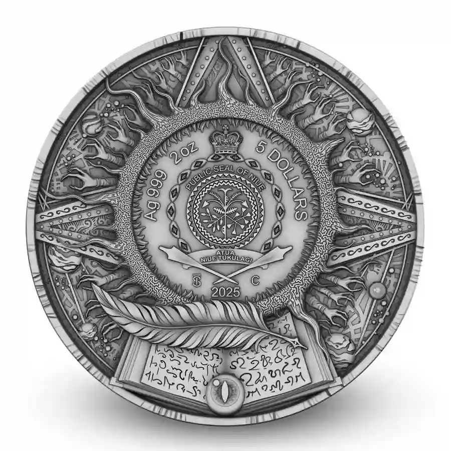 obv 2025 Niue Cobellian UV Colored 24K Gilded High Relief Silver Coin