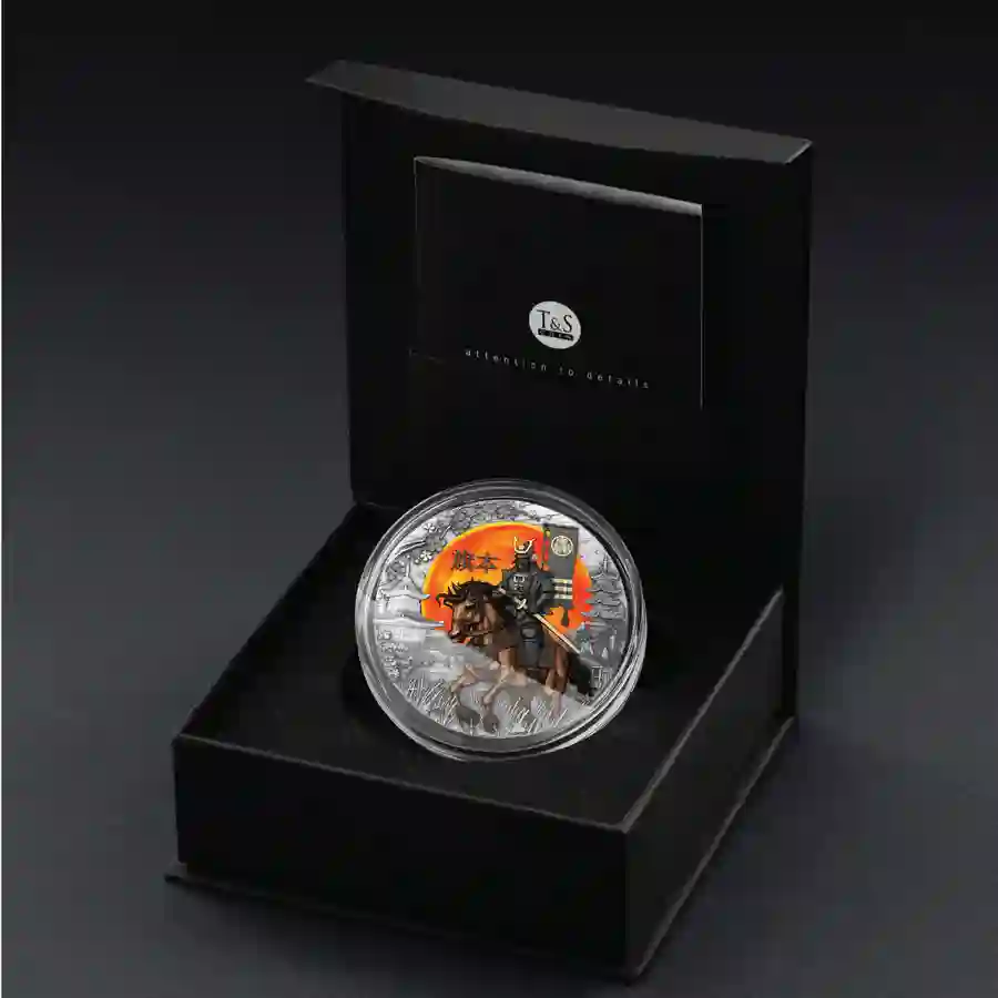 2025 Niue 2 oz Hatamoto Samurai Colored 24K Gilded Silver Coin