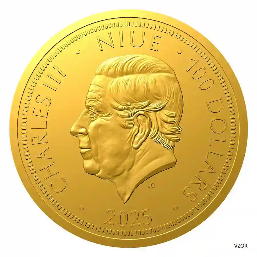 75g-lion-obv 2025 Niue Czech Lion High Relief Gold Coin