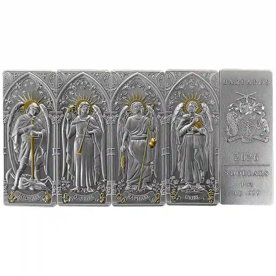 archangels 2026 Barbados 4 X 1 Ounce Archangels 24K Plated Silver Coin Collection