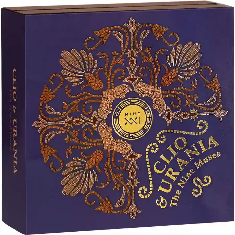 clio-box Clio & Urania Color High Relief Silver Coin at artincoins.com