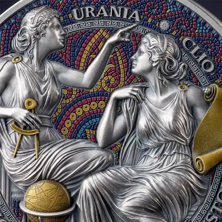 clio-detail 2026 Clio & Urania Color High Relief Silver Coin
