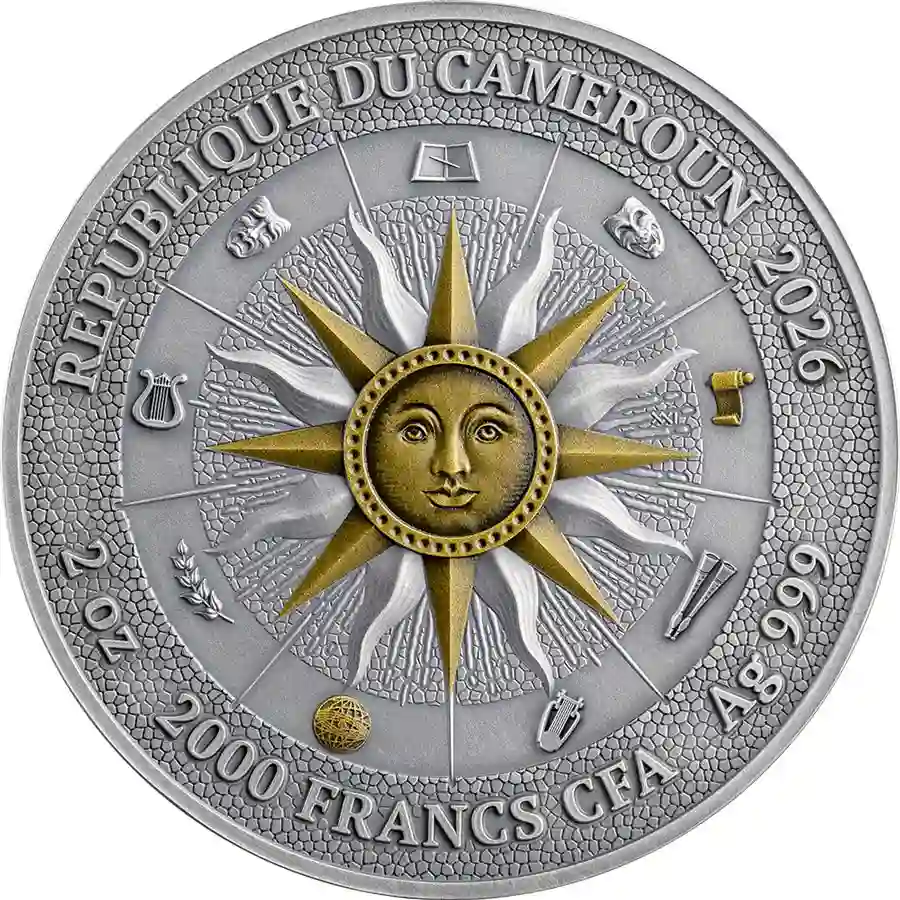 clio-obv 2026 Cameroon 2 oz Clio & Urania Color High Relief Silver Coin