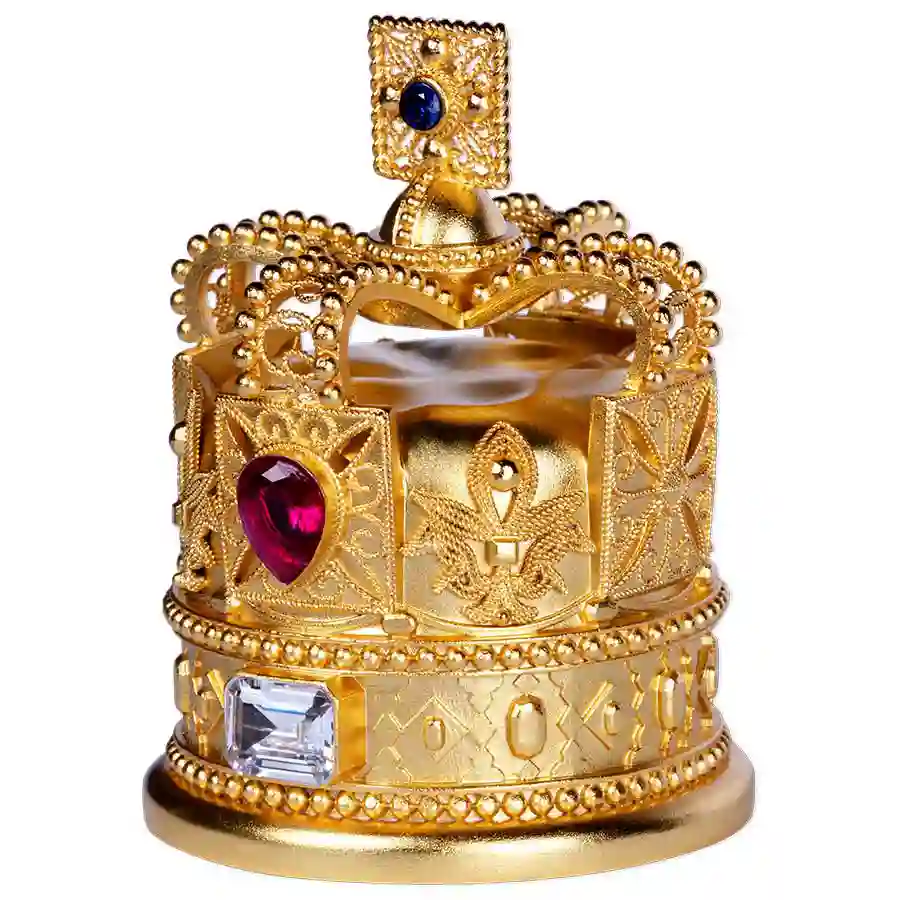 crown-iso 2026 Samoa 5 oz Filigree Crown 3D Shaped 24K Plated Silver Coin