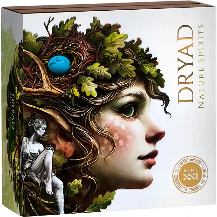 dryad-box From MintXX1, this is the gorgeous 2026 Nature Spirits Dryad Silver Coin