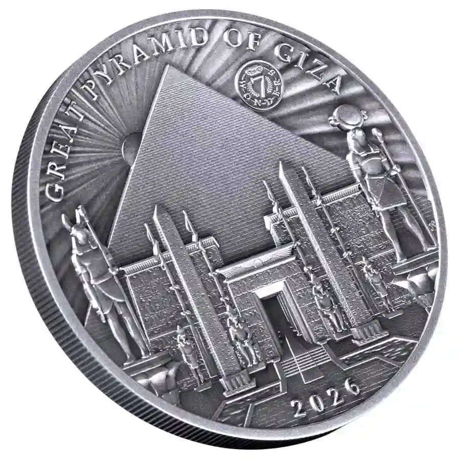 giza-silver-iso 2026 Solomon Islands Pyramids of Giza High Relief Silver Coin