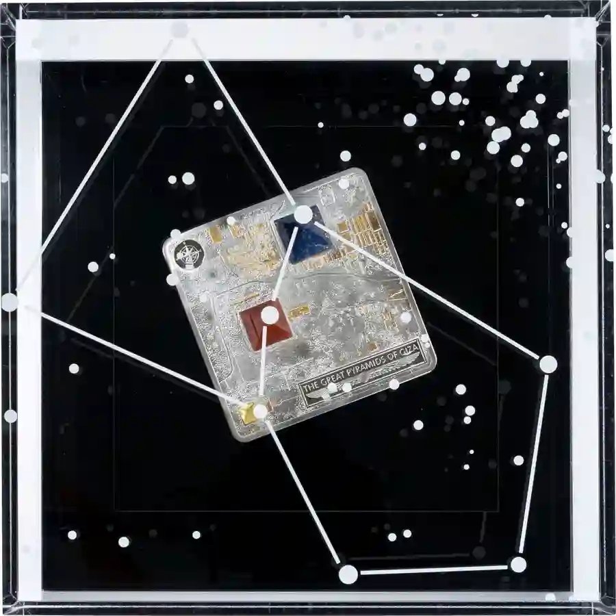 pyramid-set 2025 Fiji Great Pyramids of Giza Libyan Gemstones Silver Coin