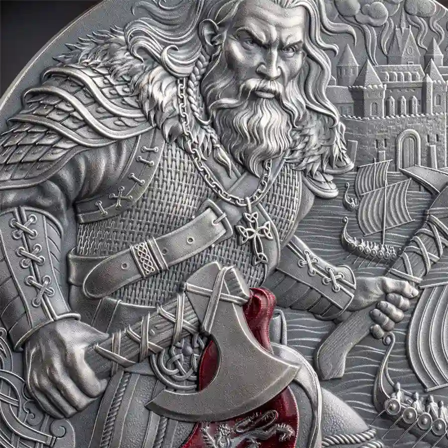 rollo-detail 2026 Rollo of Normandy High Relief Antiqued Silver Coin