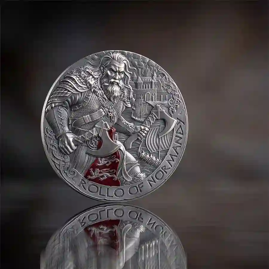 rollo-mood Available now at artincoins.com, the Vikings Rollo of Normandy High Relief Antiqued Silver Coin