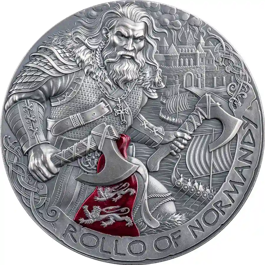 rollo-rev 2026 Cameroon 2 Ounce Rollo of Normandy High Relief Antiqued Silver Coin