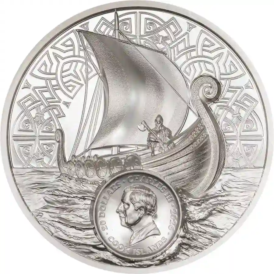 viking-3-oz-obv 2026 Cook Islands 3 oz Legends Savage Vikings UHR Silver Proof Coin